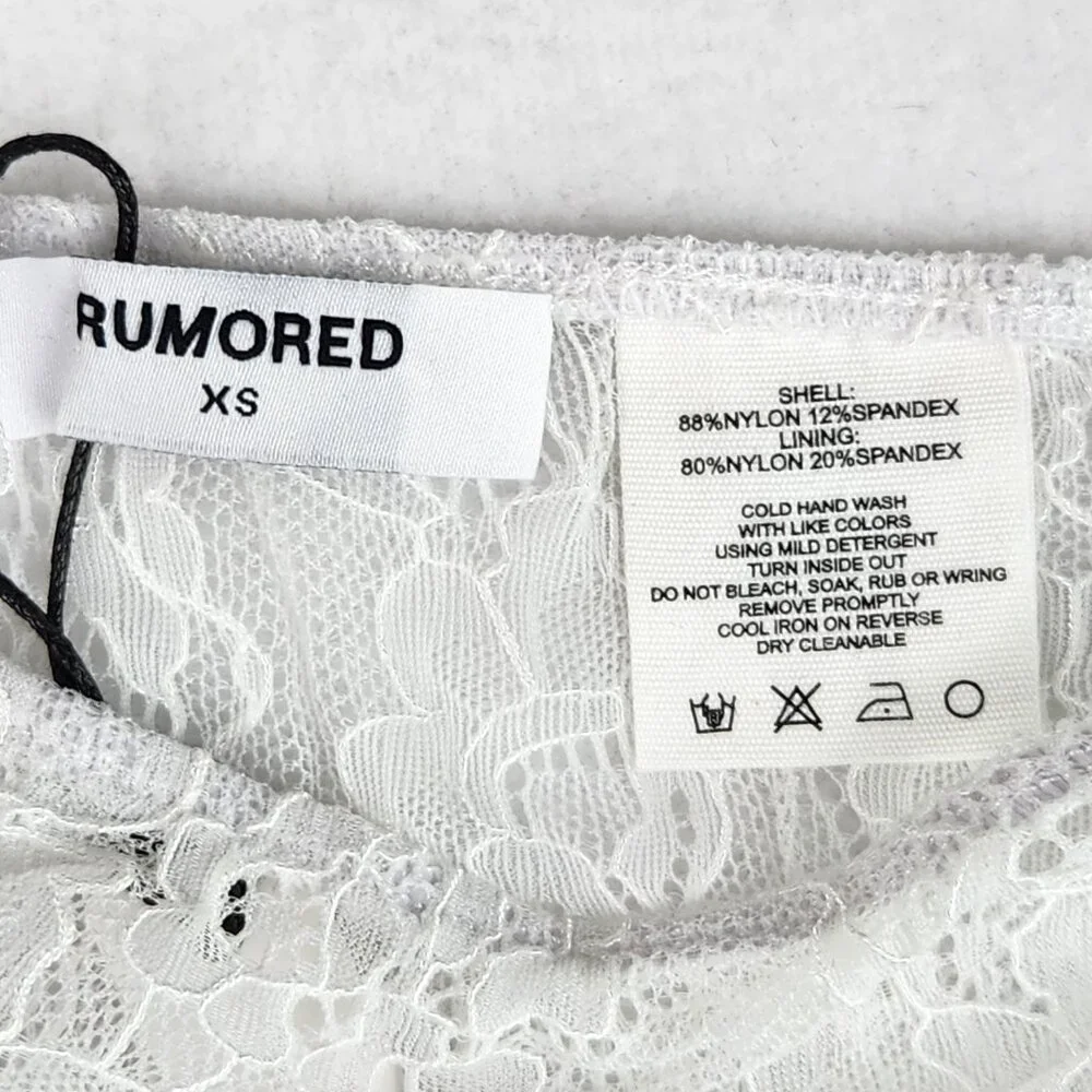 Rumored Womens Smitten High Cut Brief Lace Panty Size XS White Lace NWT - Picture 3 of 7